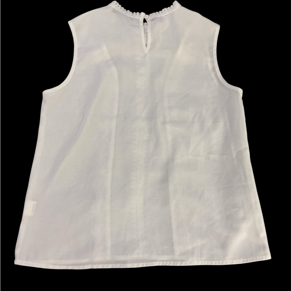 White Shein Sleeveless Mock Neck Lace Trim Keyhole Back Blouse Top Shirt Size S - Picture 2 of 7
